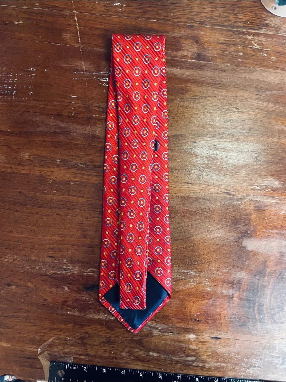Ermenegildo Zegna 100% Silk Men’s Designer Neck Tie Red Blue Gold Geometric Made